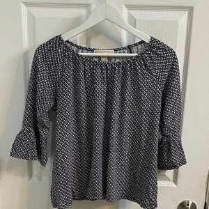 Michael Michael Kors Ruffle Sleeve Wide Neck Floral Flowy Top Women’s Medium